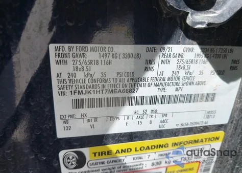 2021 Ford Expedition Xlt Max from USA, damaged, VIN 1FMJK1HT7MEA66827